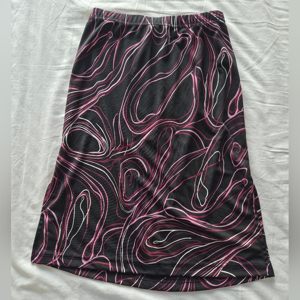 A. Byer Black Skirt with Pink and White Stripe Detail